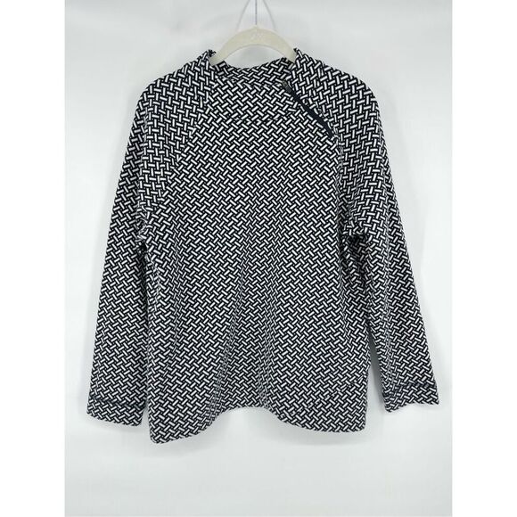 T By Talbots Asymmetrical Cross Stitch Lightweight Sweatshirt Size Large Petite - Picture 1 of 10